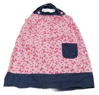 Růžovo-tmavomodré plátěno/riflové letní šaty s motýlky Kiki&Koko