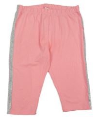 Korálové melírované capri legíny se stříbrným pruhem cooclub