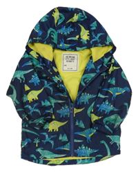 Tmavomodrá šusťáková jarní bunda s dinosaury a kapucí Matalan