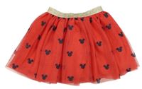 Červená tylová sukně s Mickey a zlatým pasem Disney