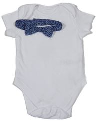 2set - Bílé body + tmavomodrý vzorovaný motýlek George 