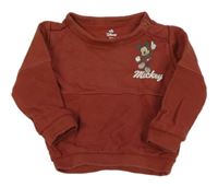 Mahagonová mikina s Mickey a žebrováním C&A