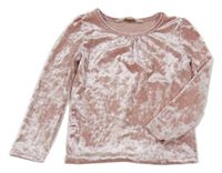 Světlerůžové lesklé sametové mikinotriko H&M