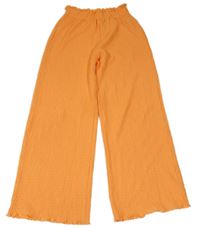 Oranžové mačkané paper bag široké kalhoty MANGUUN