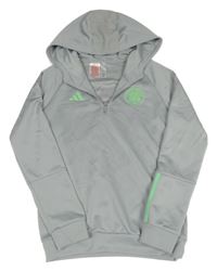 Světlešedá funkční fotbalová mikina Celtic a kapucí Adidas