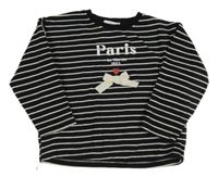 Černo-bílá pruhovaná crop mikina s nápisem - Paris a mašlí ZARA