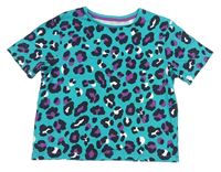 Tyrkysové tričko s leopardím vzorem Tu