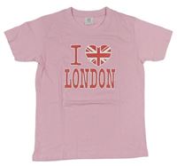 Růžové tričko s potiskem s nápisem 