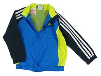Modro-tmavomodro-limetková šusťáková sportovní funkční bunda s logem Adidas