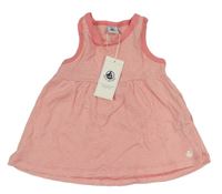 Růžovo-bílé pruhované bavlněné šaty Petit Bateau