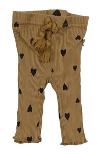 Hnědé žebrované legíny se srdíčky Rabbit+Bear