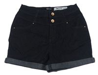 Tmavomodré riflové high waist kraťasy New Look