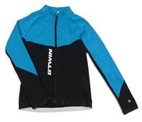 Azurovo-černá cyklistická propínací mikina B-Twin