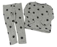 2set - Šedá melírovaná puntíkatá úpletová mikina + legíny F&F