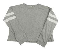 Šedá melírovaná crop mikina s pruhy na rukávech H&M