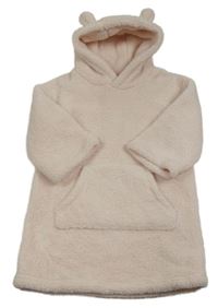 Světlerůžová huňatá oversize mikina s kapucí s oušky The Little White Company