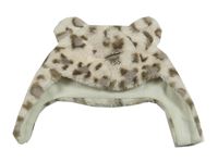 Světlebéžová vzorovaná kožešinová beranice s oušky Nutmeg