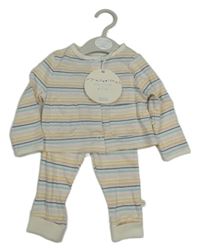 Nové - 2set - Bílo-barevné pruhované propínací triko + lehké tepláky Leigh Tucker