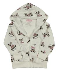 Bílá propínací mikina se soby a kapucí