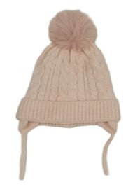 Světlerůžová pletená čepice s bambulí Primark