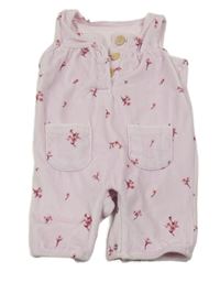 Růžové květované plyšové podšité laclové tepláky Dunnes