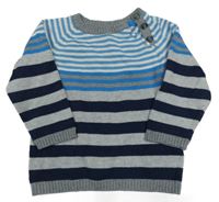 Šedo-modro-tmavomodrý pruhovaný svetr H&M