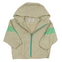 Béžovo-zelená šusťáková oversize jarní bunda s kapucí Zara