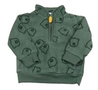 Khaki fleecová mikina s medvědy Ergee