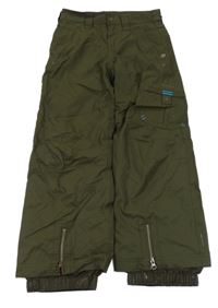 Khaki šusťákové zateplené funkční kalhoty Decathlon