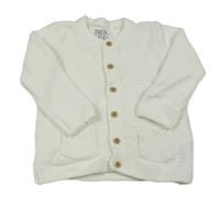 Bílý žebrovaný propínací svetr F&F