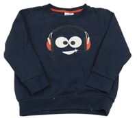 Tmavomodrá mikina se sluchátky a smajlíkem Topolino