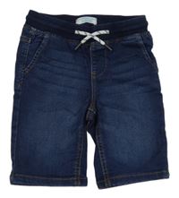 Tmavomodré teplákové riflové kraťasy s úpletovým pasem Primark