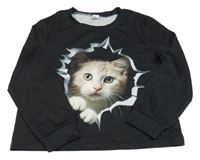 Černé triko s kočkou Shein