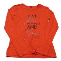 Červené triko s nápisem a hvězdami S. Oliver