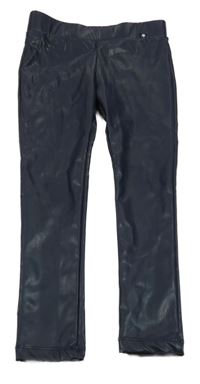 Tmavomodré koženkové legíny