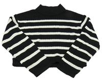 Černo-bílý pruhovaný žebrovaný crop svetr H&M