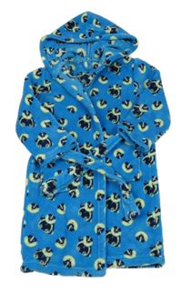 Modrý chlupatý župan s jezevci a kapucí Kuniboo