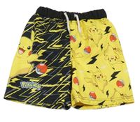 Černo-žluté plážové kraťasy s Pikachu