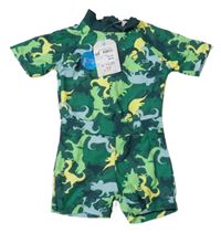 Nové - Zeleno-žluto-modrý UV overal s dinosaury Crafted