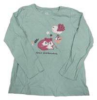 Zelené triko s liškou a ptáčkem Topolino