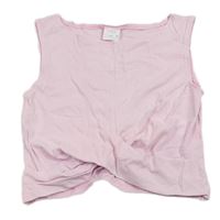 Světlerůžový žebrovaný crop top Zara