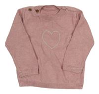 Růžový lehký svetr se srdcem M&S