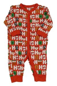 Červeno-bílý vánoční overal s nápisy a obrázky Next