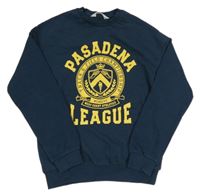 Tmavomodrá mikina se žlutými nápisy H&M