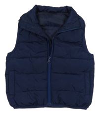 Tmavomodrá šusťáková prošívaná zateplená vesta Dunnes Stores