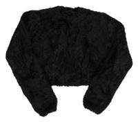 Černé chlupaté svetrové propínací bolerko George