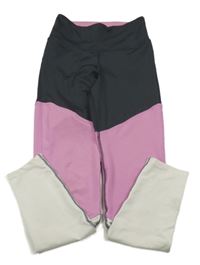 Šedo-růžovo-bílé sportovní legíny H&M