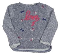 Modrá melírovaná úpletová mikina s nápisem z flitrů F&F