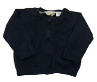 Tmavomodrý vzorovaný propínací lehký svetr Lupilu