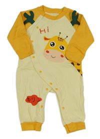 Žluto-pomerančový overal s žirafou 
